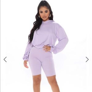 2-piece crop top and biker short set